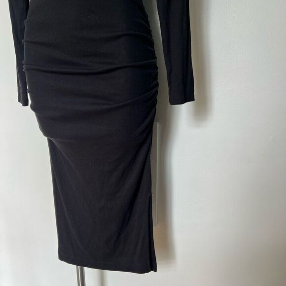 Michael Stars Natalie Square Neck ribbed ruched midi dress - Picture 16 of 16